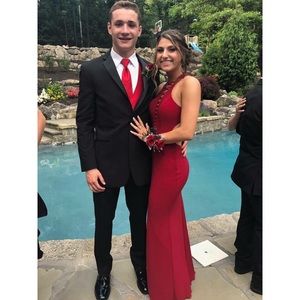 Red lace up dress, size 4